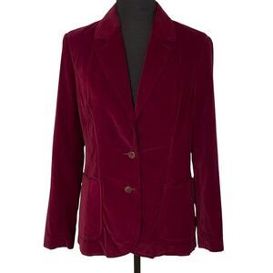 Personal Vintage Ladies Burgundy Velvet/Velour Double Button Front